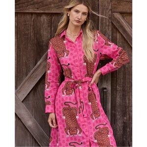 NWT PRINT FRESH Siberian Stripes Monaco Dress in Neon Rose